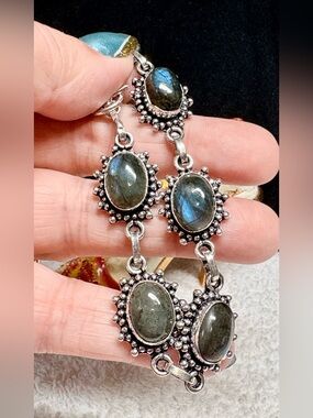 Sterling Silver Labradorite Link Bracelet - Blue-Green Labradorite